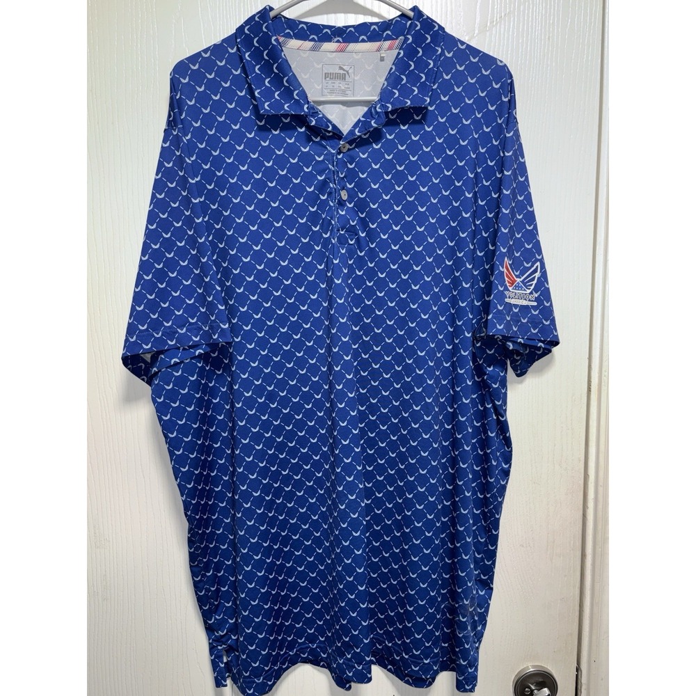 PUMA Men's Volition America Logo Wings Allover Print Golf‎ Polo XLarge